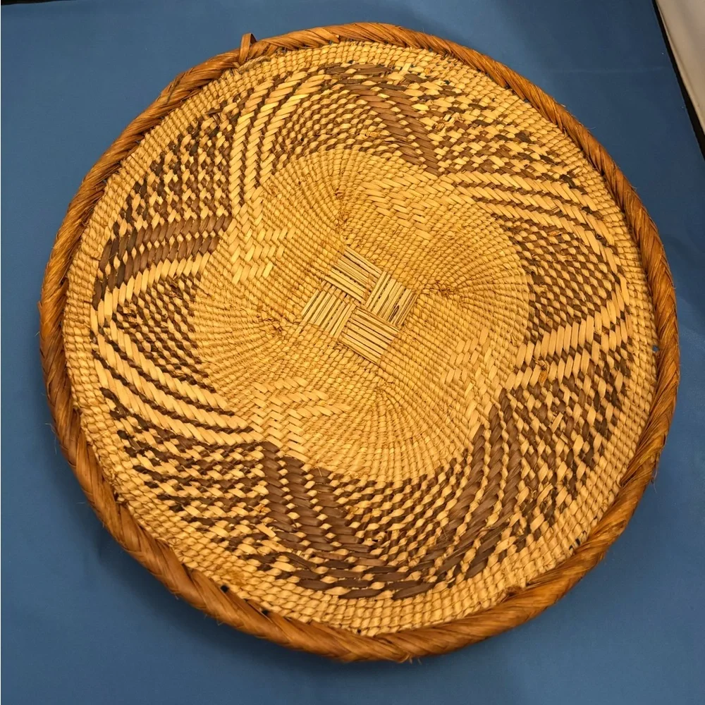 Vintage handwoven Tonga basket. Made with natural materials. Home decor.